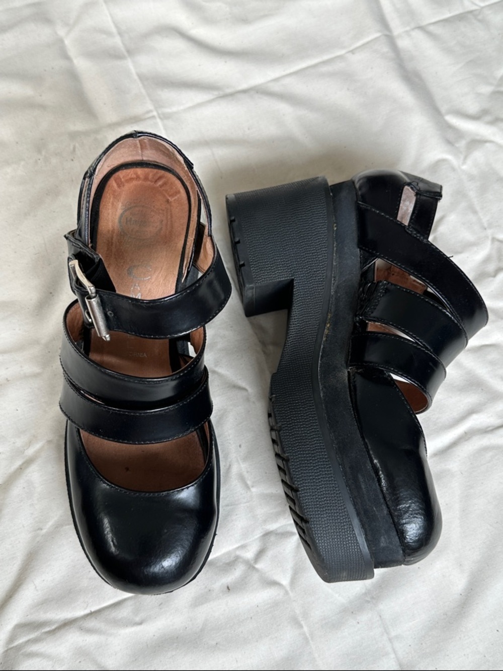 Jeffrey Campbell Black Triple-Strap Platform Mary Janes